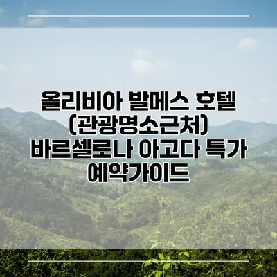 올리비아 발메스 호텔 (관광명소근처) 바르셀로나 아고다 특가 예약가이드