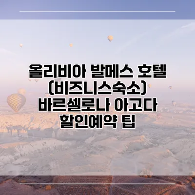 올리비아 발메스 호텔 (비즈니스숙소) 바르셀로나 아고다 할인예약 팁