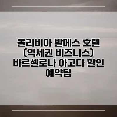 올리비아 발메스 호텔 (역세권 비즈니스) 바르셀로나 아고다 할인 예약팁