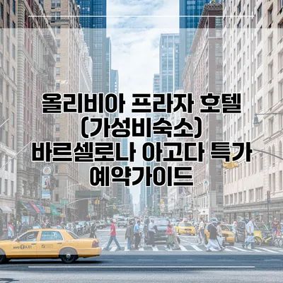 올리비아 프라자 호텔 (가성비숙소) 바르셀로나 아고다 특가 예약가이드