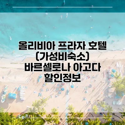 올리비아 프라자 호텔 (가성비숙소) 바르셀로나 아고다 할인정보