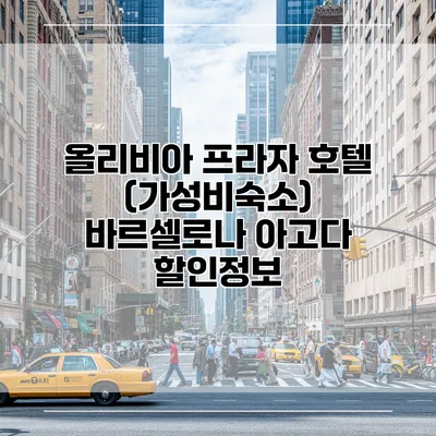 올리비아 프라자 호텔 (가성비숙소) 바르셀로나 아고다 할인정보