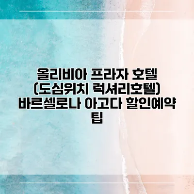 올리비아 프라자 호텔 (도심위치 럭셔리호텔) 바르셀로나 아고다 할인예약 팁