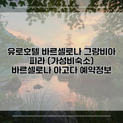 유로호텔 바르셀로나 그랑비아 피라 (가성비숙소) 바르셀로나 아고다 예약정보