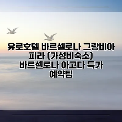 유로호텔 바르셀로나 그랑비아 피라 (가성비숙소) 바르셀로나 아고다 특가 예약팁