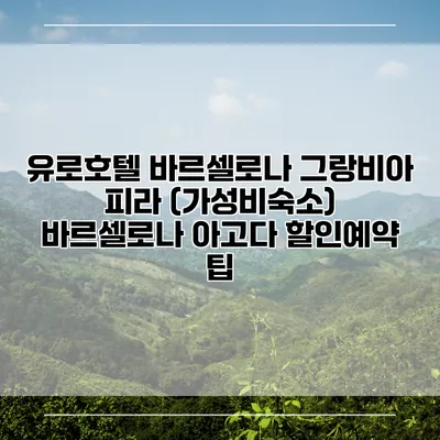 유로호텔 바르셀로나 그랑비아 피라 (가성비숙소) 바르셀로나 아고다 할인예약 팁
