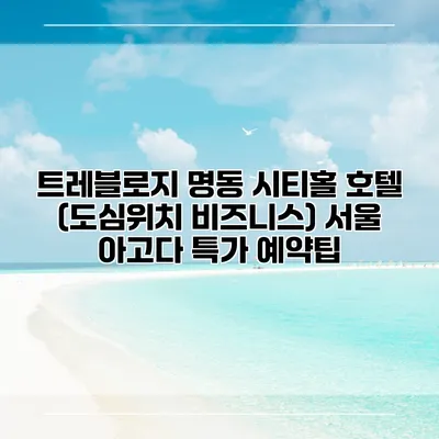 트레블로지 명동 시티홀 호텔 (도심위치 비즈니스) 서울 아고다 특가 예약팁