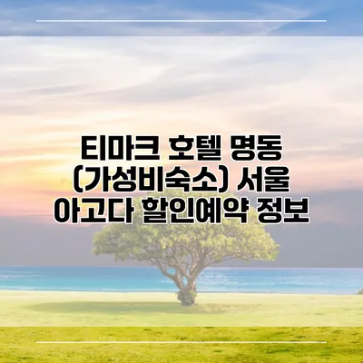 티마크 호텔 명동 (가성비숙소) 서울 아고다 할인예약 정보