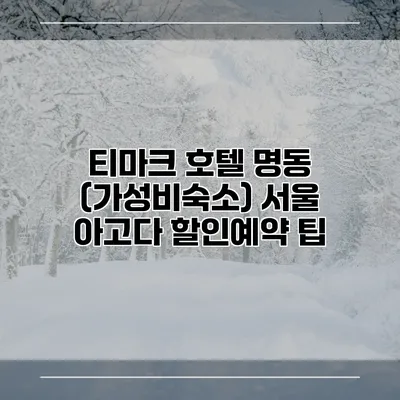 티마크 호텔 명동 (가성비숙소) 서울 아고다 할인예약 팁