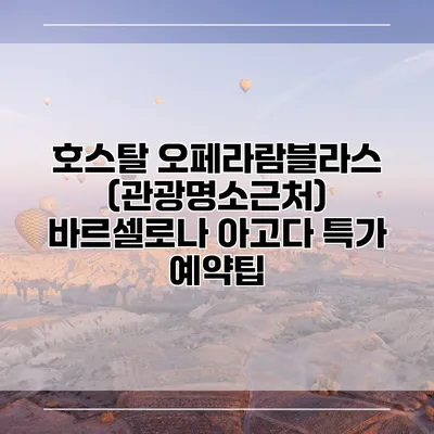 호스탈 오페라람블라스 (관광명소근처) 바르셀로나 아고다 특가 예약팁