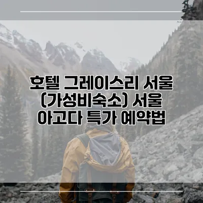 호텔 그레이스리 서울 (가성비숙소) 서울 아고다 특가 예약법