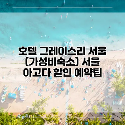 호텔 그레이스리 서울 (가성비숙소) 서울 아고다 할인 예약팁