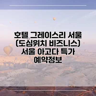 호텔 그레이스리 서울 (도심위치 비즈니스) 서울 아고다 특가 예약정보