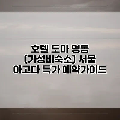 호텔 도마 명동 (가성비숙소) 서울 아고다 특가 예약가이드