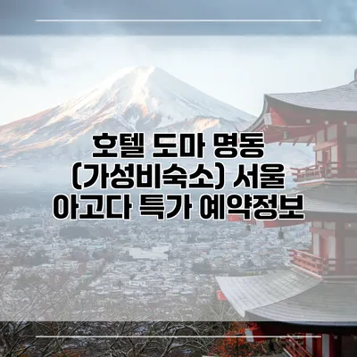 호텔 도마 명동 (가성비숙소) 서울 아고다 특가 예약정보
