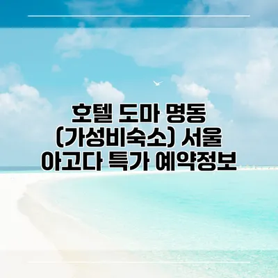 호텔 도마 명동 (가성비숙소) 서울 아고다 특가 예약정보