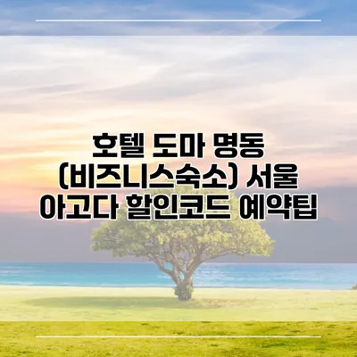호텔 도마 명동 (비즈니스숙소) 서울 아고다 할인코드 예약팁