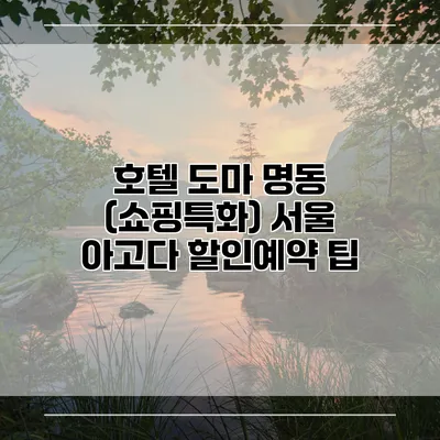 호텔 도마 명동 (쇼핑특화) 서울 아고다 할인예약 팁