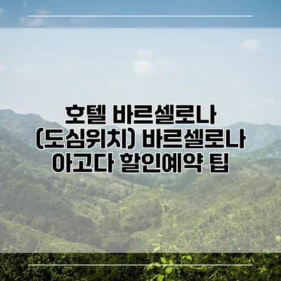 호텔 바르셀로나 (도심위치) 바르셀로나 아고다 할인예약 팁