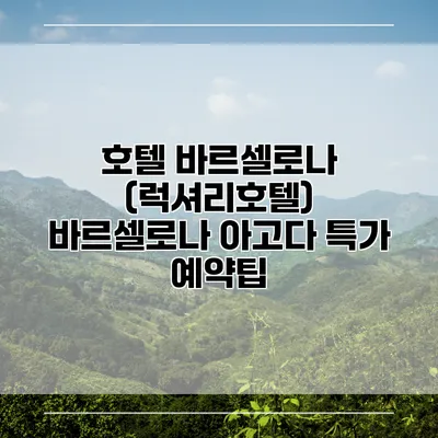 호텔 바르셀로나 (럭셔리호텔) 바르셀로나 아고다 특가 예약팁