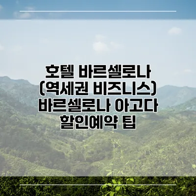 호텔 바르셀로나 (역세권 비즈니스) 바르셀로나 아고다 할인예약 팁
