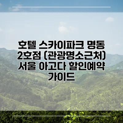 호텔 스카이파크 명동 2호점 (관광명소근처) 서울 아고다 할인예약 가이드