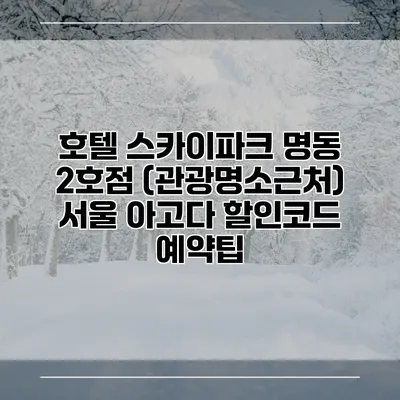 호텔 스카이파크 명동 2호점 (관광명소근처) 서울 아고다 할인코드 예약팁
