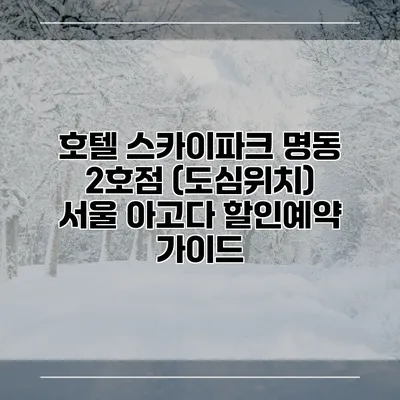 호텔 스카이파크 명동 2호점 (도심위치) 서울 아고다 할인예약 가이드