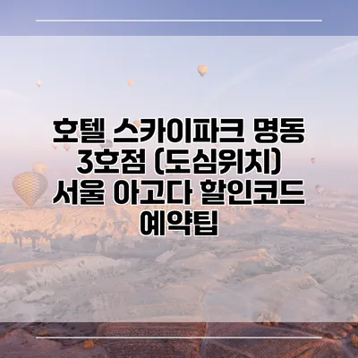 호텔 스카이파크 명동 3호점 (도심위치) 서울 아고다 할인코드 예약팁
