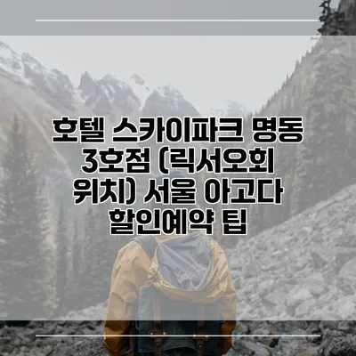 호텔 스카이파크 명동 3호점 (릭서오회 위치) 서울 아고다 할인예약 팁