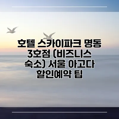 호텔 스카이파크 명동 3호점 (비즈니스 숙소) 서울 아고다 할인예약 팁