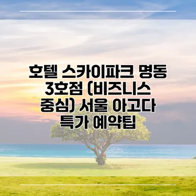 호텔 스카이파크 명동 3호점 (비즈니스 중심) 서울 아고다 특가 예약팁