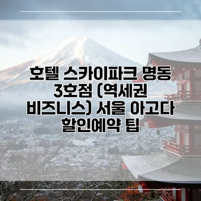 호텔 스카이파크 명동 3호점 (역세권 비즈니스) 서울 아고다 할인예약 팁