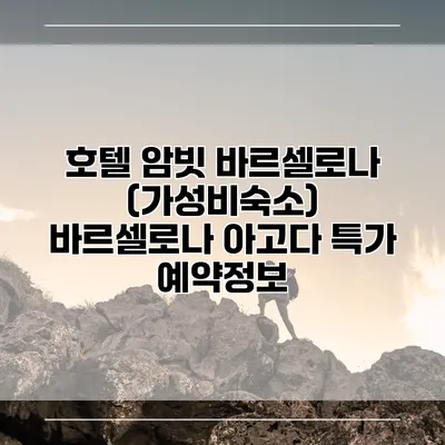 호텔 암빗 바르셀로나 (가성비숙소) 바르셀로나 아고다 특가 예약정보