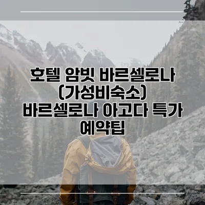 호텔 암빗 바르셀로나 (가성비숙소) 바르셀로나 아고다 특가 예약팁