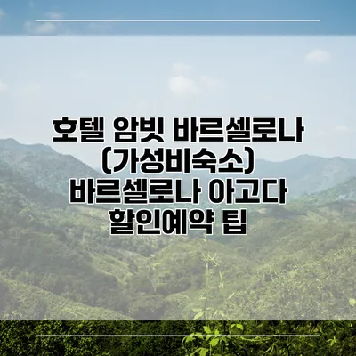 호텔 암빗 바르셀로나 (가성비숙소) 바르셀로나 아고다 할인예약 팁