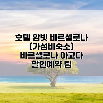 호텔 암빗 바르셀로나 (가성비숙소) 바르셀로나 아고다 할인예약 팁